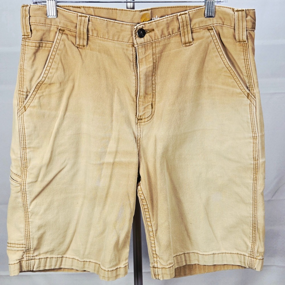 Men's Carhartt Size 34 Tan Rugged Flex Relaxed Fit Carpenter Utility Shorts